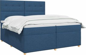 vidaXL Κρεβάτι box spring με στρώμα Μπλε 200 x 200 cm Ύφασμα
