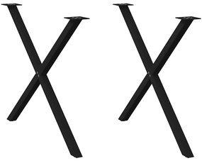 Πόδια Τραπεζαρίας σε Σχήμα Χ, 2 τεμ. Μαύρα 90x(72-73) εκ. Ατσάλι