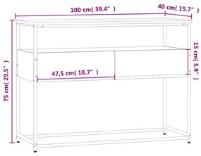 Τραπέζι Κονσόλα Γκρι Sonoma 100x40x75 εκ. Επεξεργασμένο Ξύλο - Γκρι