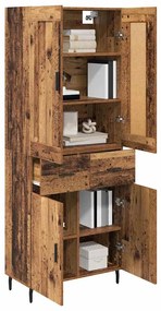 vidaXL Highboard με συρτάρι 2 pcs Παλιό Ξύλο Σύνθετο Ξύλο και Γυαλί