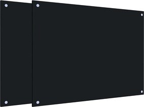 vidaXL Πλάτες Κουζίνας 2 τεμ. Μαύρες 80x60 εκ. από Ψημένο Γυαλί