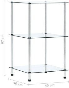 vidaXL Ράφι Διαφανές 3 Επιπέδων 40 x 40 x 67 εκ. από Ψημένο Γυαλί