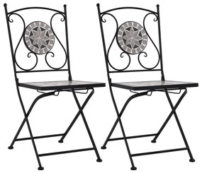 Καρέκλες Bistro «Μωσαϊκό» 2 τεμ. Γκρι - Γκρι