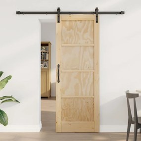 vidaXL Συρόμενη Πόρτα Φυσικό και μαύρο 73.5 x 198.5 εκ.