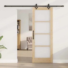 vidaXL Συρόμενη Πόρτα Καφέ 73.5 x 198.5 εκ. Ξύλο και μέταλλο