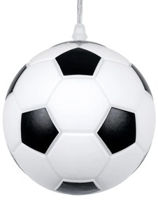 GloboStar® FOOTBALL 00643 Μοντέρνο Κρεμαστό Παιδικό Φωτιστικό Οροφής Μονόφωτο 1 x E27 Μαύρο Λευκό Γυάλινο Φ15 x Υ18cm