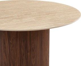 Τραπέζι Sikulu pakoworld mdf καρυδί - μπεζ όψη τραβερτίνας Φ125x77εκ