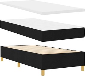 vidaXL Κρεβάτι με ελατήρια με στρώμα Μαύρο 90 x 200 cm ύφασμα