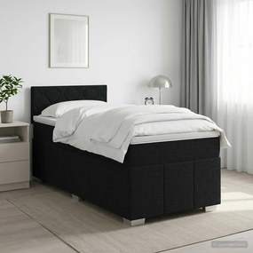 vidaXL Κρεβάτι box spring με στρώμα Μαύρο 90 x 200 cm Ύφασμα
