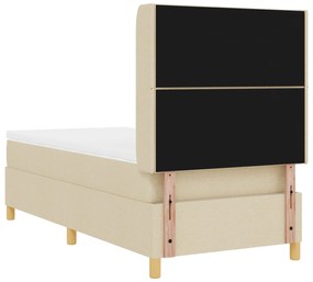 vidaXL Κρεβάτι με ελατήρια και στρώμα σε κρέμ 100x200 εκ. Υφασμάτινο