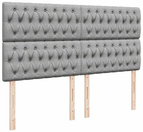 Κρεβάτι Boxspring με Στρώμα Ανοιχτό Γκρι 180x200 εκ. Υφασμάτινο - Γκρι