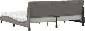 vidaXL Κρεβάτι με Στρώμα Taupe 200x200 εκ. Υφασμάτινο