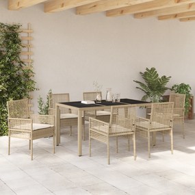 vidaXL Σέτ φαγητού για κήπο 7 pcs Μπεζ 150 x 90 x 75 cm