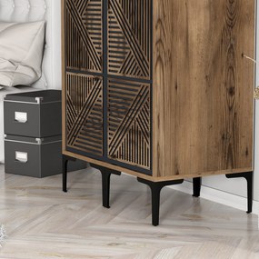 Διφυλλη Ντουλαπα Καρυδια/Ανθρακι KUMSAL 47.5x80x201.4
