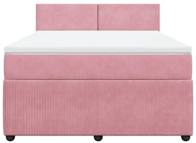 vidaXL Κρεβάτι Boxspring με Στρώμα Ροζ 140x200 εκ. Βελούδινο