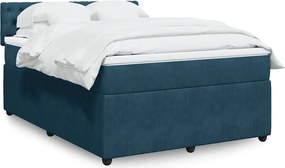 vidaXL Κρεβάτι Boxspring με Στρώμα Μπλε 160x200 εκ. Βελούδινο