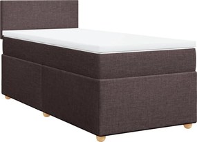 vidaXL Κρεβάτι Boxspring με Στρώμα Σκούρο Καφέ 90x200 εκ. Υφασμάτινο