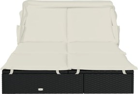 vidaXL Ξαπλώστρα 2 Ατόμων Πτυσ. Οροφή Μαύρη 213x118x97 εκ Συνθ. Ρατάν