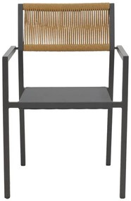 Καρέκλα - Πολυθρόνα αλουμινίου Savor στοιβαζόμενη ανθρακί σκελετός-textilene φυσικό rattan 55x58x63 εκ. 55x58x83 εκ.