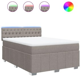 Κρεβάτι Boxspring με Στρώμα Taupe 140x200 εκ. Υφασμάτινο - Μπεζ-Γκρι