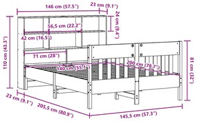 Σκελετός Κρεβ. Χωρίς Στρώμα Λευκό 140x200 εκ Μασίφ Πεύκο - Λευκό