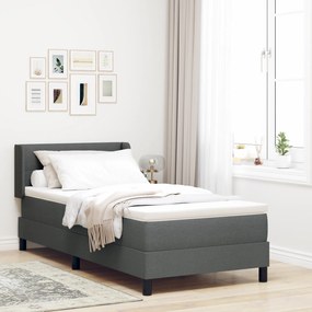 vidaXL Κρεβάτι Box Spring με Στρώμα Σκούρο Γκρι 90x200 εκ Ύφασμα