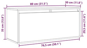 Ντουλάπι Τοίχου Καφέ Μελί 80x30x35 εκ. από Μασίφ Ξύλο Πεύκου - Καφέ