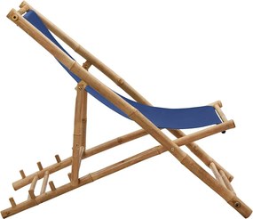 vidaXL Σεζλόνγκ Ναυτικό Μπλε από Μπαμπού και Καραβόπανο