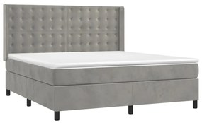 vidaXL Κρεβάτι Boxspring με Στρώμα Ανοιχτό Γκρι 160x200 εκ. Βελούδινο