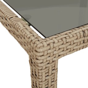 vidaXL Τραπέζι Εστίασης Κήπου Μπεζ 250x100x75 εκ. Πολυ Ρατάν