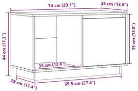 Έπιπλο Τηλεόρασης 74 x 35 x 44 εκ. από Μασίφ Ξύλο Πεύκου - Καφέ