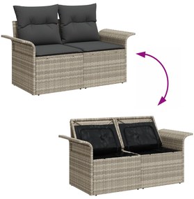 vidaXL Σετ Καναπέ Κήπου 9 τεμαχίων με Μαξιλάρια Poly Rattan Ανοιχτό Γκρι