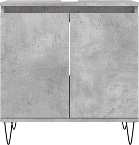vidaXL Ντουλάπι Μπάνιου Γκρι Σκυροδεμ. 58 x 33 x 60 εκ. Επεξεργ. Ξύλο