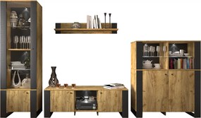Ράφι τοίχου OLD WOOD Χρυσός Δρύς με Μαύρο 115.6x17.6x20εκ SO-OLDSHELF