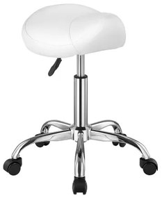 VEVOR Saddle Stool Swivel Stool with Wheels PU Leather Height Adjustable White
