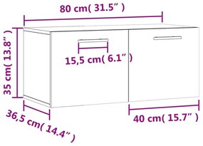 Ντουλάπι Τοίχου Μαύρο 80 x 36,5 x 35 εκ. από Επεξεργασμένο Ξύλο - Μαύρο