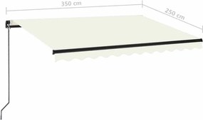 vidaXL Τέντα Συρόμενη Χειροκίνητη Κρεμ 350 x 250 εκ.