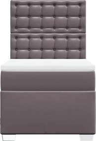 vidaXL Κρεβάτι Boxspring με Στρώμα Γκρι 90x200 εκ. από Συνθετικό Δέρμα