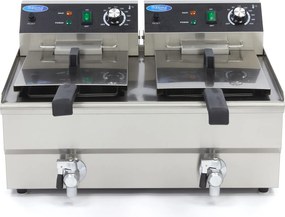 Deep Fryer - 2 x 13L - 2 Baskets - with Drain Tap