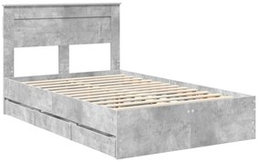 vidaXL Σκελετός Κρεβατιού Σκυρόδεμα Γκρι 135 x 190 cm Μηχανήματος Ξύλο