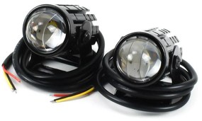 Σετ Mini Προβολάκια Αλουμινίου Μοτοσυκλέτας 12V Λευκού & Κίτρινου Φωτισμού 2τμχ OEM 30049 – Μαύρο