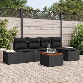 vidaXL Σετ Καναπέ Κήπου με μαξιλάρι 6 pcs Μαύρο Πολυ ράταν