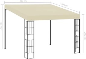 vidaXL Κιόσκι Επιτοίχιο 3 x 3 μ. Κρεμ Υφασμάτινο