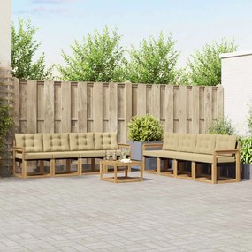 vidaXL Σειρά Καναπέ Εξωτερικού με μαξιλάρι 9 pcs Λευκό και Μπεζ