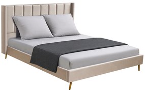 Κρεβάτι Υπέρδιπλο ArteLibre SEDONA Μπεζ Ύφασμα Για Στρώμα 160x200cm