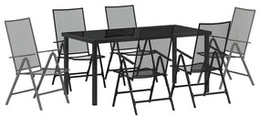 vidaXL Σέτ φαγητού για κήπο Πτυσσόμενος 7 pcs Ανθρακί Ατσάλι