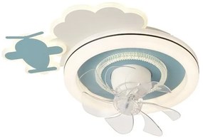 Παιδικός Ανεμιστήρας Οροφής Με Φως Led & Τηλεχειριστήριο 50εκ. Eurolamp Αεροπλανάκι Μπλε 300-25056