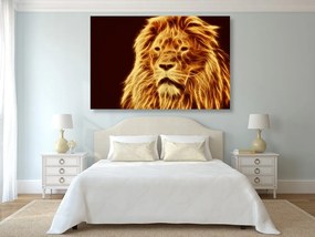 Εικόνα κεφαλιού λιονταριού σε αφηρημένο σχέδιο - 120x80