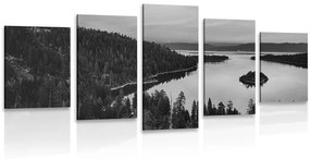 Λίμνη με εικόνα 5 μερών στο ηλιοβασίλεμα σε ασπρόμαυρο - 100x50