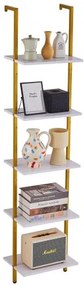 VEVOR Industrial Square Pipe Shelf 5 Tier 15.6x11.8in Wall-Mount Gold White